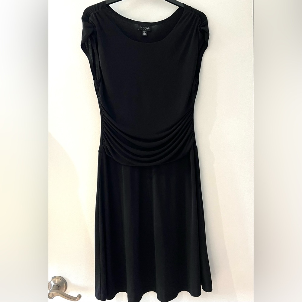 Enfocus Studio Petite Black Sheath Sleeveless Midi Dress Size 10